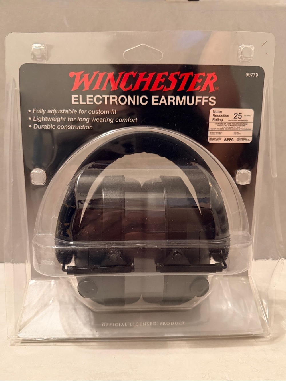 Winchester Electronic Earmuffs Rated 25 Black 99779 New in Package